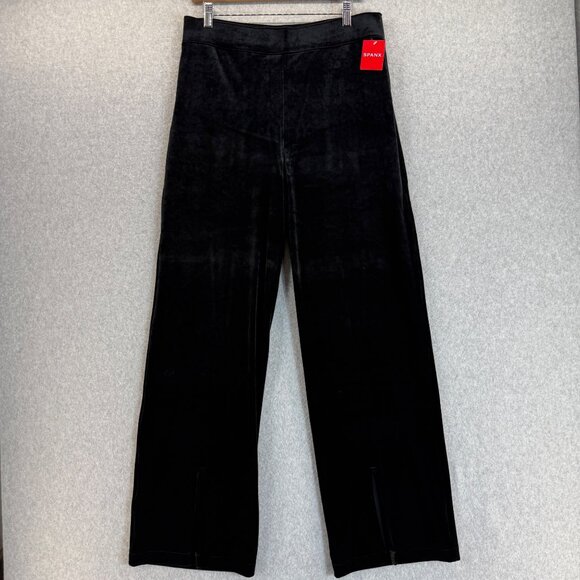Spanx Womens Black Velvet Pants Trousers High Rise Pull On Split Hem Size XL NWT - Picture 1 of 15